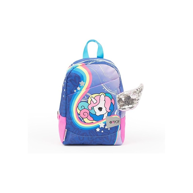 Go Pop Zainetto Unicorn Con Ampio Comparto Centrale, Zaino Piccolo Per Asilo, A Tema Unicorno, Per Scuola Materna