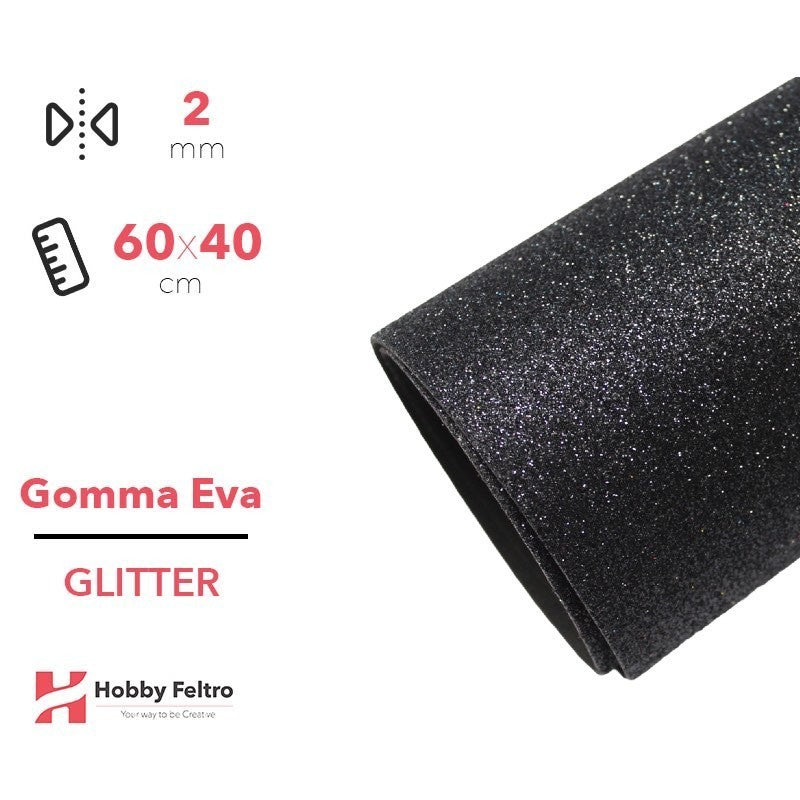 Gomma Eva/fommy 40x60 Nero Glitter
