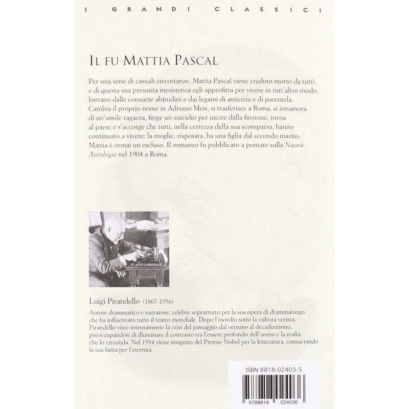 Il Fu Mattia Pascal Luigi Pirandello