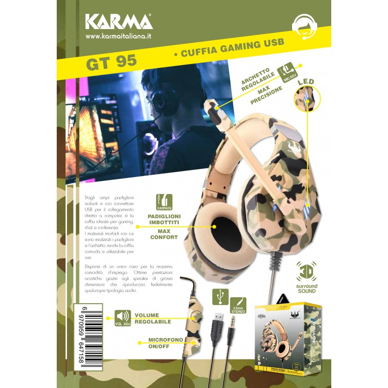 Karma Gt 95, Cuffia Gaming Usb Desert