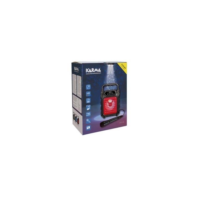 Karma Hps 44r, Diffusore Amplificato Ricaricabile Con Microfono, Colore Red