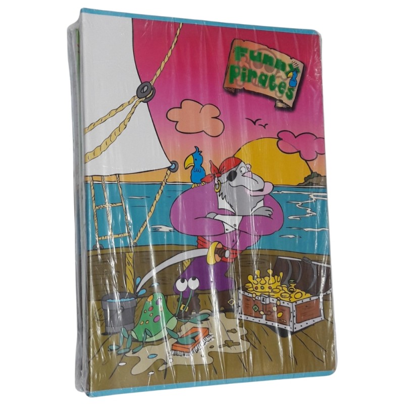 Kit 10 Maxi Quaderni Funny Pirates A4 20+1 Fogli Rigo B 80gr - 3 Fantasie Assortite