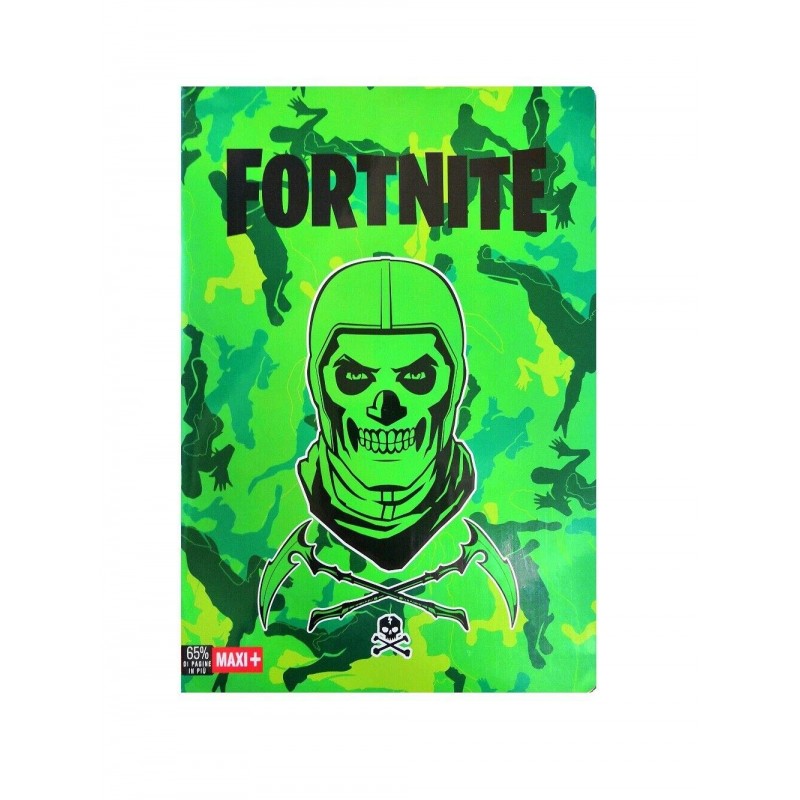 Kit 5 Maxi Quaderni Fortnite A4 18+1 Fogli 4mm 100gr - 3 Fantasie Assortite