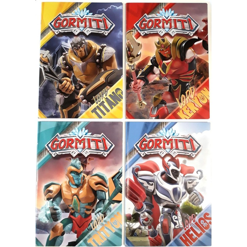 Kit 5 Maxi Quaderni Gormiti A4 20+1 Fogli Rigo A 100gr - 4 Fantasie Assortite