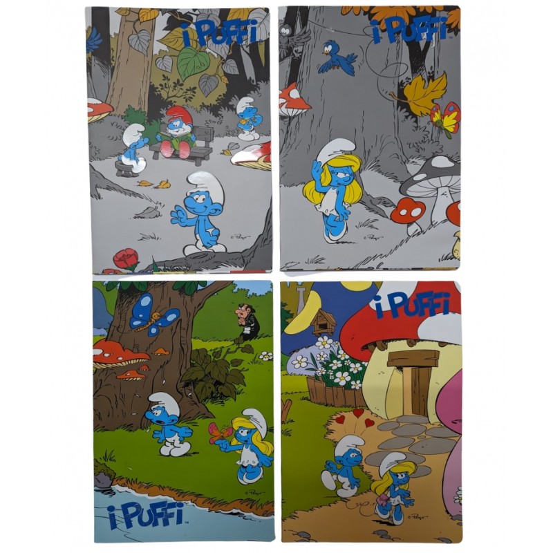 Kit 5 Maxi Quaderni I Puffi A4 1r 100gr - 4 Fantasie Assortite