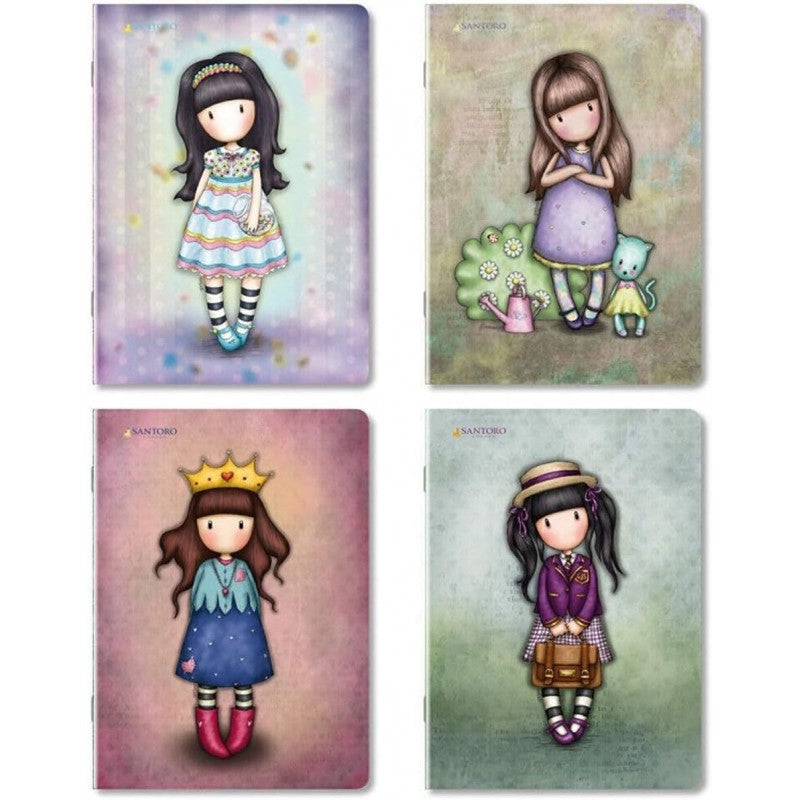 Kit 5 Maxi Quaderni Santoro Gorjuss A4 24+1 Fogli Rigo B 100gr - 4 Fantasie Assortite