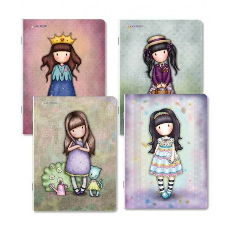 Kit 5 Maxi Quaderni Santoro Gorjuss A4 24+1 Fogli Rigo B 100gr - 4 Fantasie Assortite