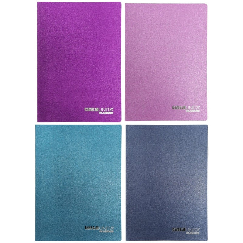 Kit 5 Maxi Quaderni Tinta Unita Glamour A4 20+1 Fogli 4mm 80gr - 4 Fantasie Assortite
