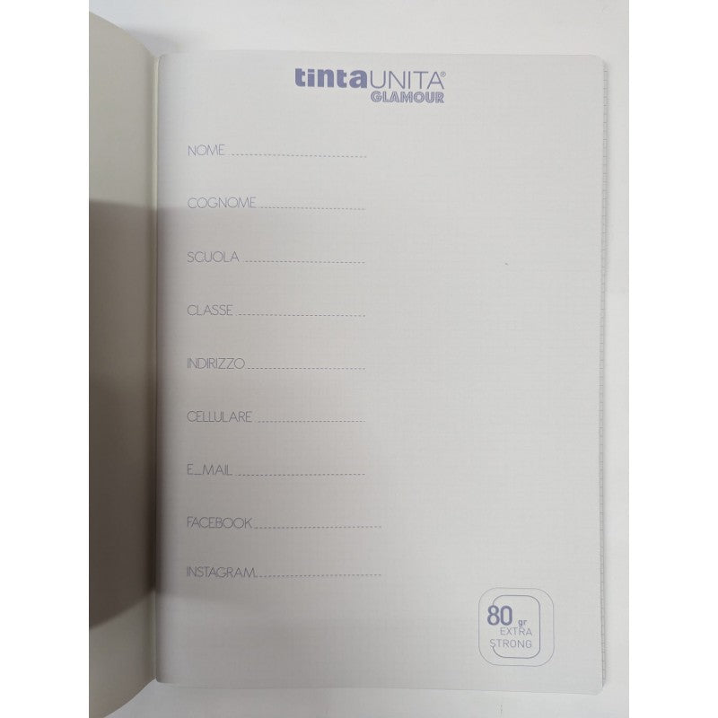 Kit 5 Maxi Quaderni Tinta Unita Glamour A4 20+1 Fogli 4mm 80gr - 4 Fantasie Assortite
