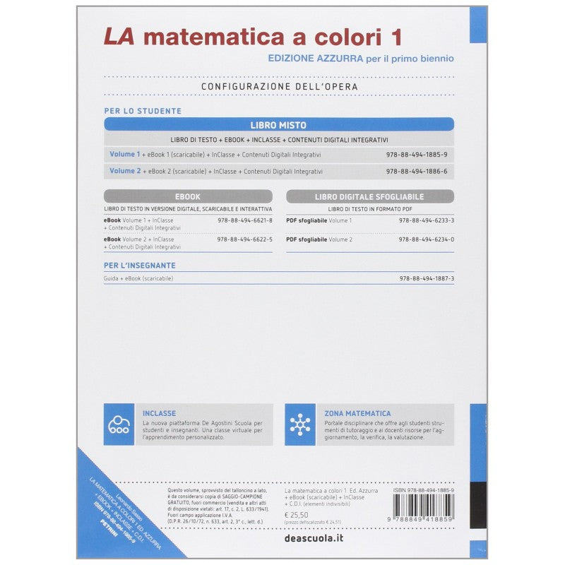 La Matematica A Colori Ed. Azzurra 1