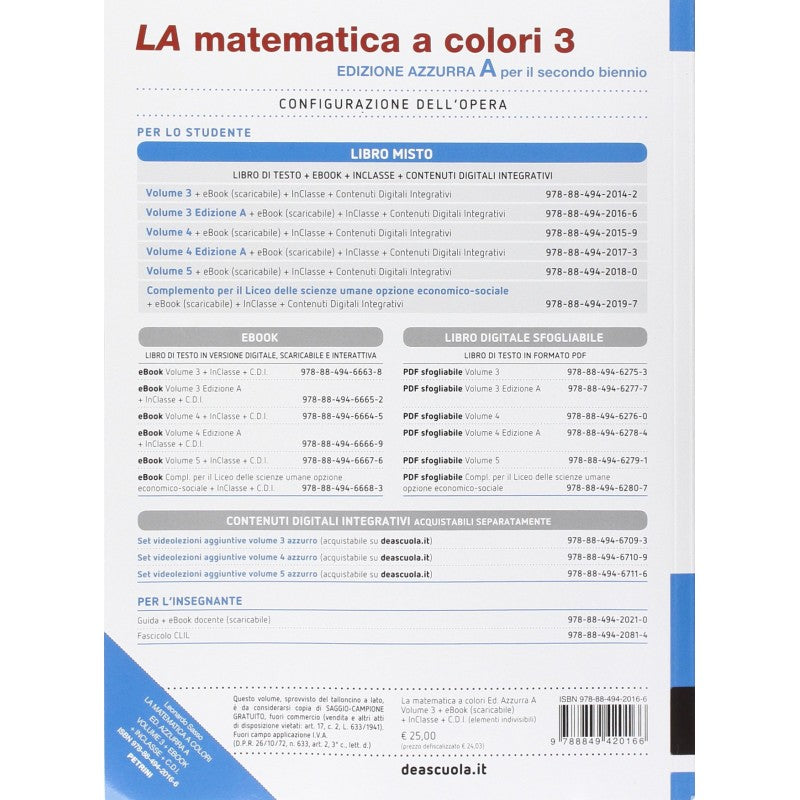 La Matematica A Colori Ed. Azzurra 3