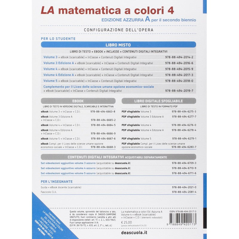 La Matematica A Colori Ed. Azzurra 4