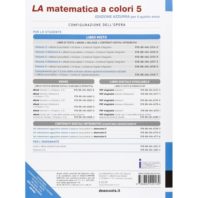 La Matematica A Colori Ed. Azzurra 5