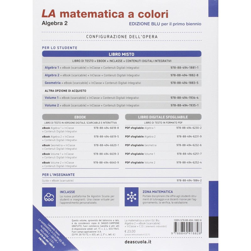La Matematica A Colori Ed. Blu Algebra 2