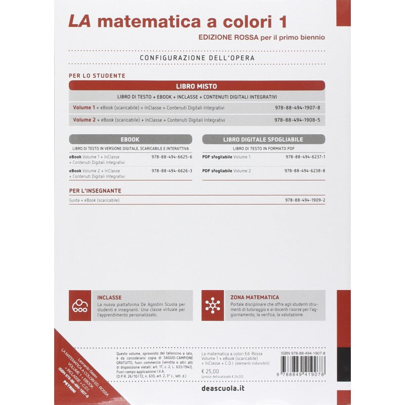 La Matematica A Colori Ed. Rossa 1