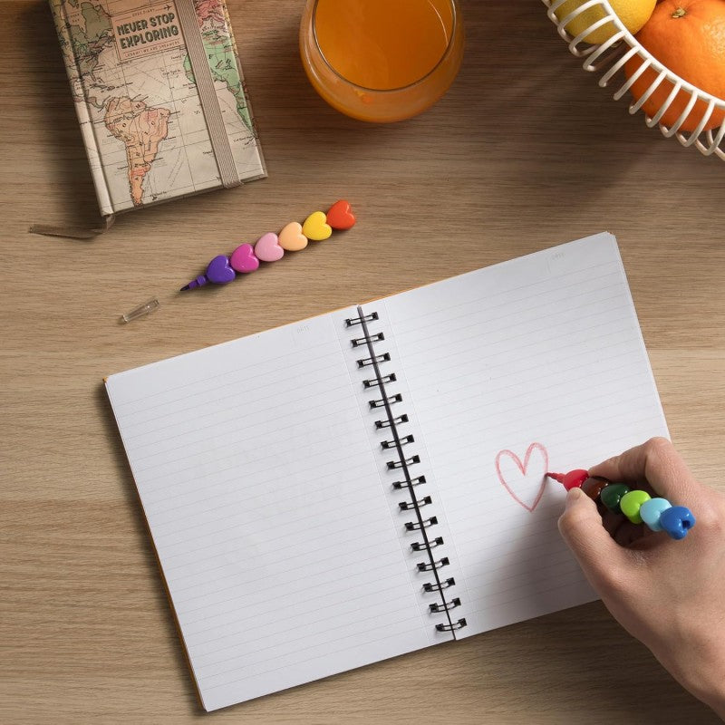 Legami - 12 Pastelli Impilabili, 12 Colori Differenti, Pastelli Per Bambini A Forma Di Cuore