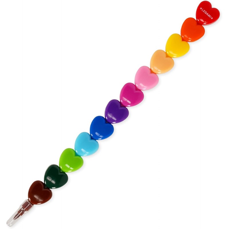Legami - 12 Pastelli Impilabili, 12 Colori Differenti, Pastelli Per Bambini A Forma Di Cuore