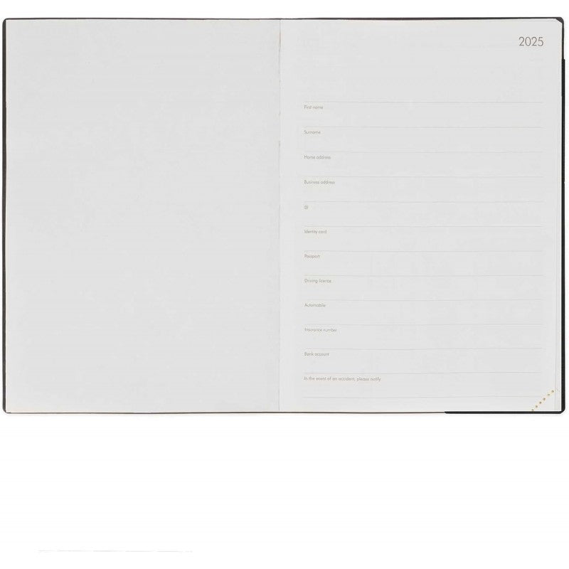 Legami - Agenda Giornaliera Grande, 12 Mesi Large, Gennaio 2025-dicembre 2025, Con Elastico, 17 X 24 Cm, Black Diamond