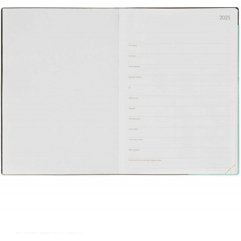 Legami - Agenda Giornaliera Grande, 12 Mesi Large, Gennaio 2025-dicembre 2025, Con Elastico, 17 X 24 Cm, Milk&mint