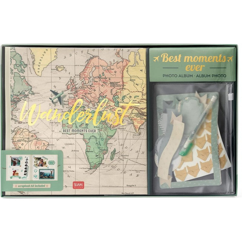 Legami - Album Fotografico, Fai Da Te, Include Kit Con Elementi Decorativi, 20 Pagine, Idea Regalo, 23x23,5 Cm, Tema Travel