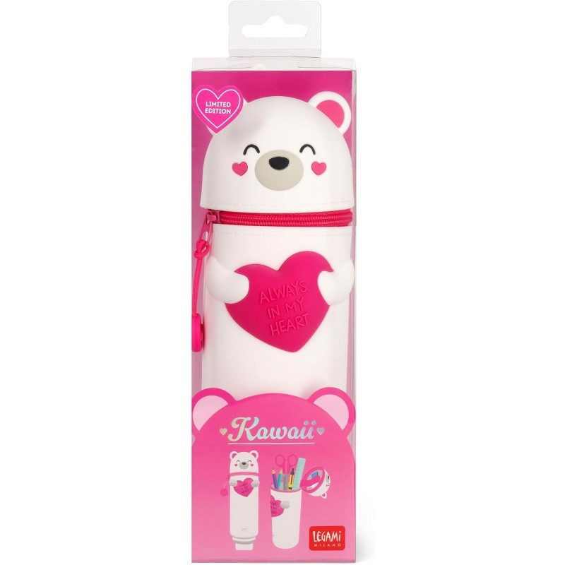 Legami - Astuccio 2 In 1 In Morbido Silicone - Kawaii, Orso Polare, Edizione Limitata, Portapenne Da Tavolo