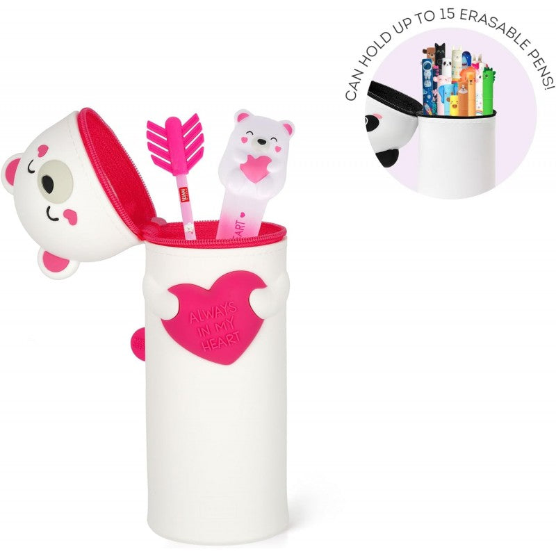 Legami - Astuccio 2 In 1 In Morbido Silicone - Kawaii, Orso Polare, Edizione Limitata, Portapenne Da Tavolo