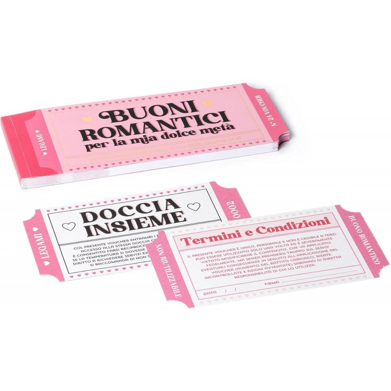 Legami - Blocchetto Da 24 Voucher, 20,3x8,2 Cm, In Carta, Buoni Romantici