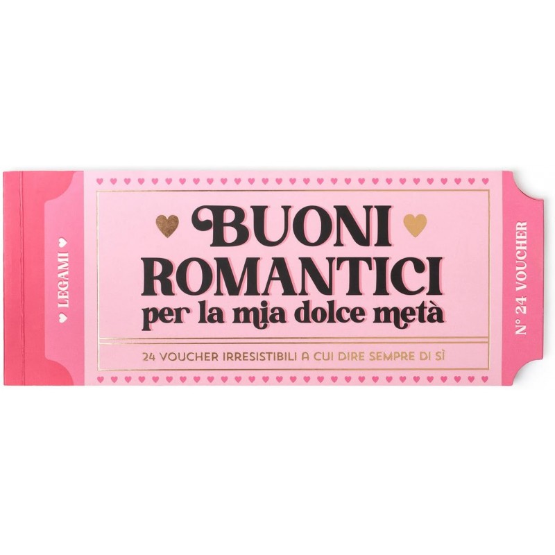 Legami - Blocchetto Da 24 Voucher, 20,3x8,2 Cm, In Carta, Buoni Romantici