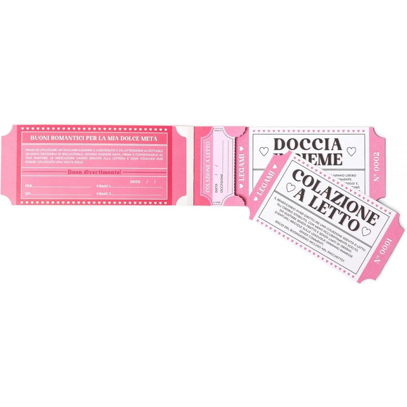 Legami - Blocchetto Da 24 Voucher, 20,3x8,2 Cm, In Carta, Buoni Romantici