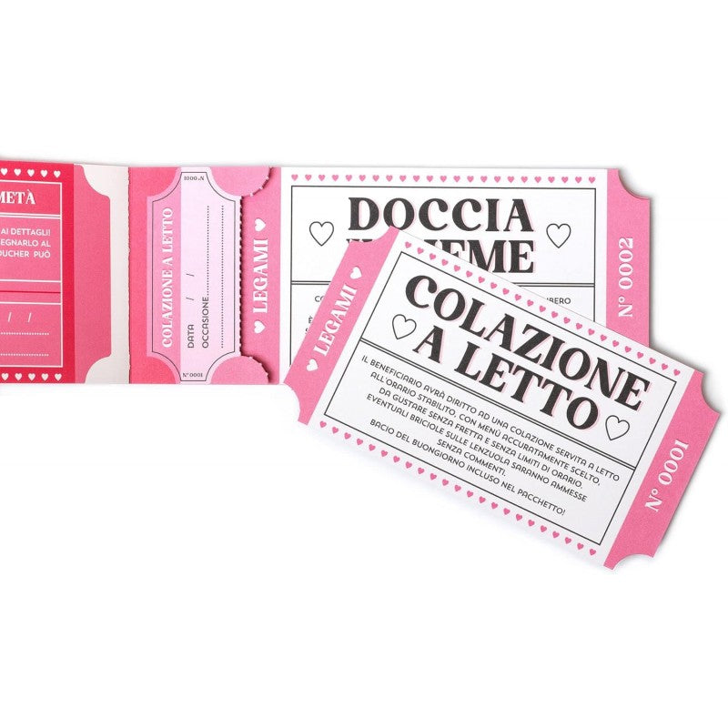 Legami - Blocchetto Da 24 Voucher, 20,3x8,2 Cm, In Carta, Buoni Romantici