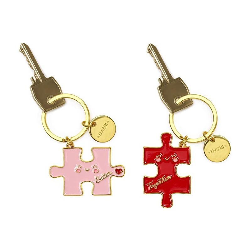 Legami - Coppia Di Portachiavi In Metallo Smaltato, Con Anello A Spirale, Resistente, Idea Regalo, 5,5x8,5 Cm, Tema Puzzle