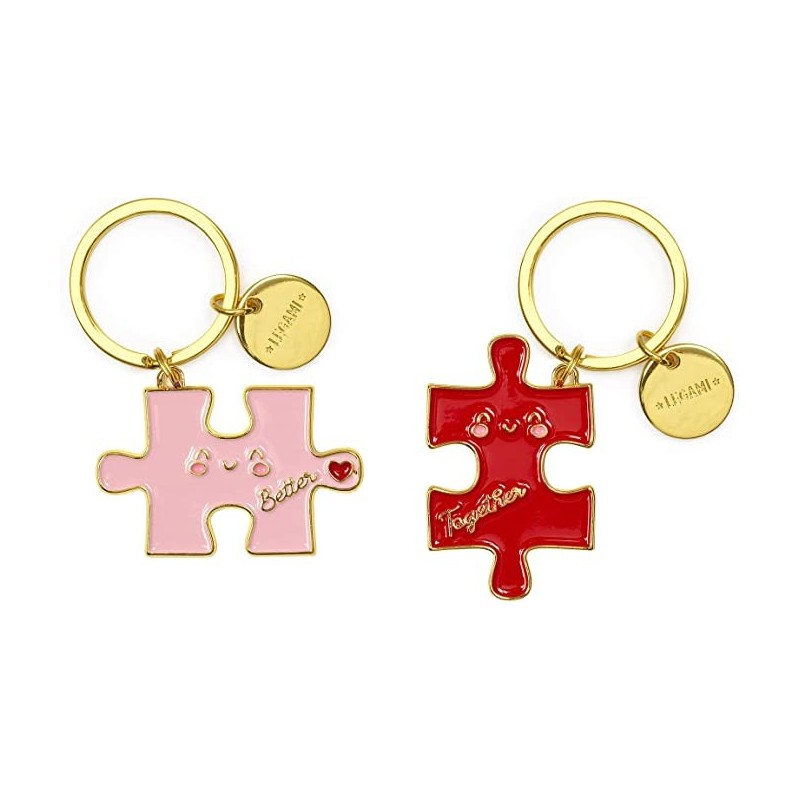 Legami - Coppia Di Portachiavi In Metallo Smaltato, Con Anello A Spirale, Resistente, Idea Regalo, 5,5x8,5 Cm, Tema Puzzle