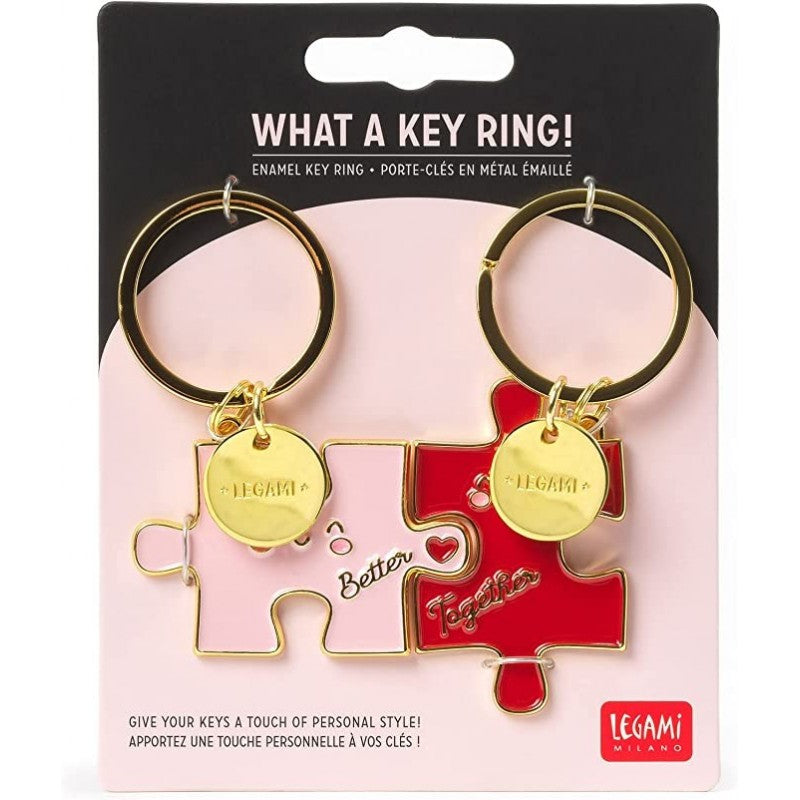 Legami - Coppia Di Portachiavi In Metallo Smaltato, Con Anello A Spirale, Resistente, Idea Regalo, 5,5x8,5 Cm, Tema Puzzle