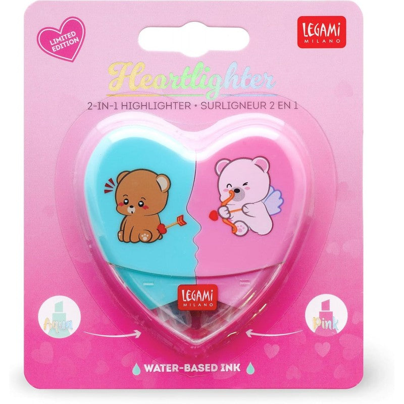 Legami - Evidenziatori 2 In 1 - Forma Di Cuore, Edizione Limitata San Valentino