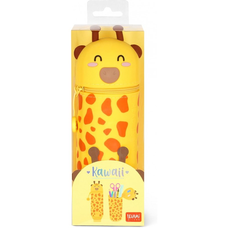 Legami - Kawaii Astuccio Scuola 2 In 1 In Morbido Silicone, Giraffa, Portapenne Da Tavolo, Chiusura Con Cerniera, H 18.5 Cm