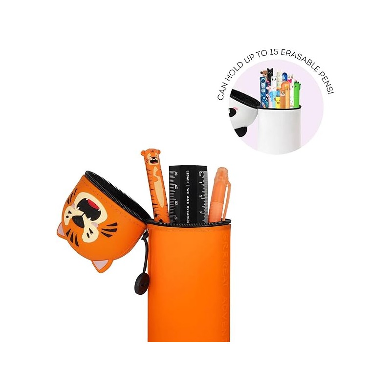 Legami - Kawaii Astuccio Scuola 2 In 1 In Morbido Silicone, Portapenne Da Tavolo, H 18.5 Cm, Tigre
