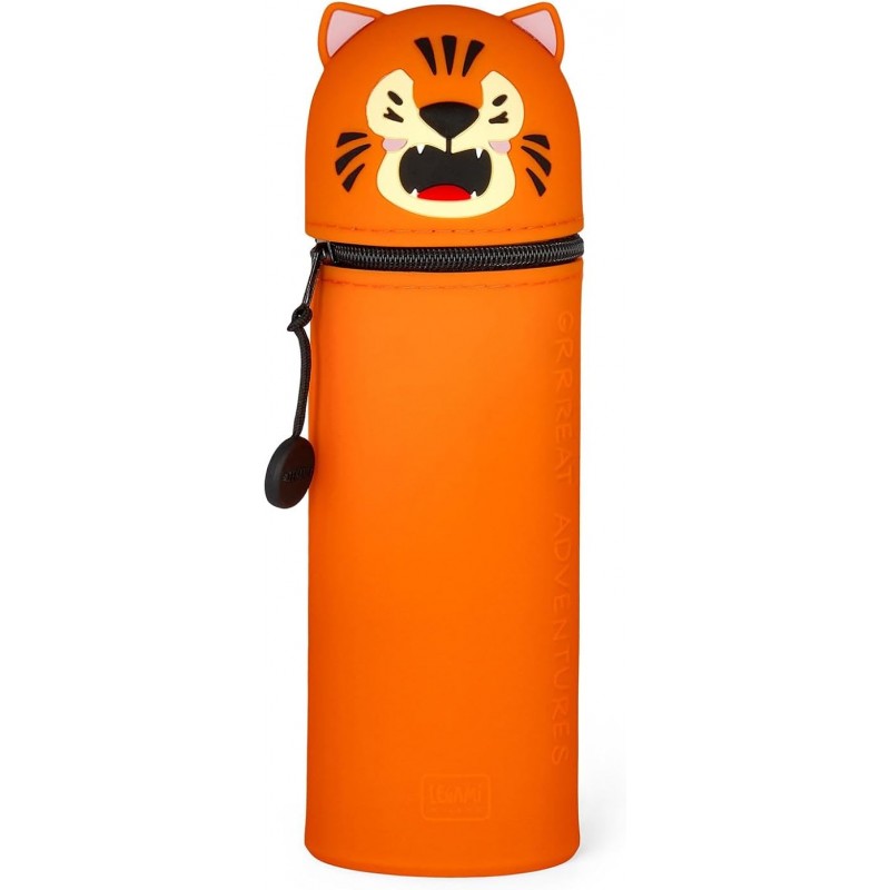 Legami - Kawaii Astuccio Scuola 2 In 1 In Morbido Silicone, Portapenne Da Tavolo, H 18.5 Cm, Tigre