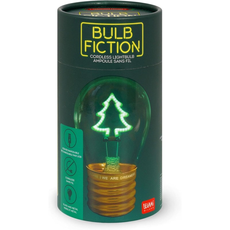 Legami - Lampada Da Tavolo A Forma Di Lampadina, Albero Di Natale, For Indoor Use Only, Ricaricabile Con Cavo Usb, Senza Fili