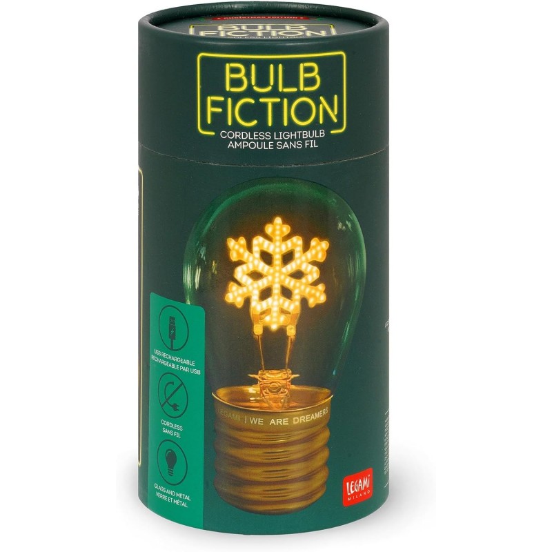 Legami - Lampada Da Tavolo A Forma Di Lampadina, Fiocco Di Neve, For Indoor Use Only, Ricaricabile Con Cavo Usb, Senza Fili