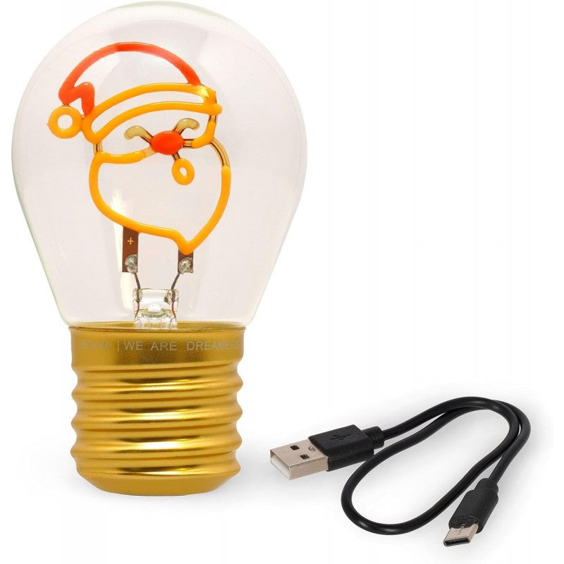 Legami - Lampada Da Tavolo A Forma Di Lampadina, Santa Claus, For Indoor Use Only, Ricaricabile Con Cavo Usb, Senza Fili