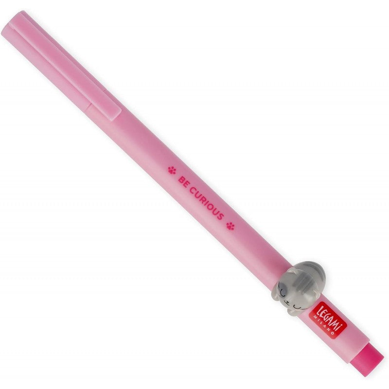 Legami - Penna Gel Con Animaletto Decorativo - Lovely Friends, Inchiostro Rosa, Tema Kitty