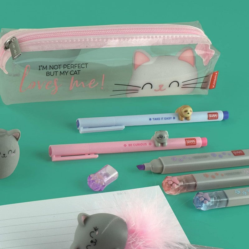 Legami - Penna Gel Con Animaletto Decorativo - Lovely Friends, Inchiostro Rosa, Tema Kitty