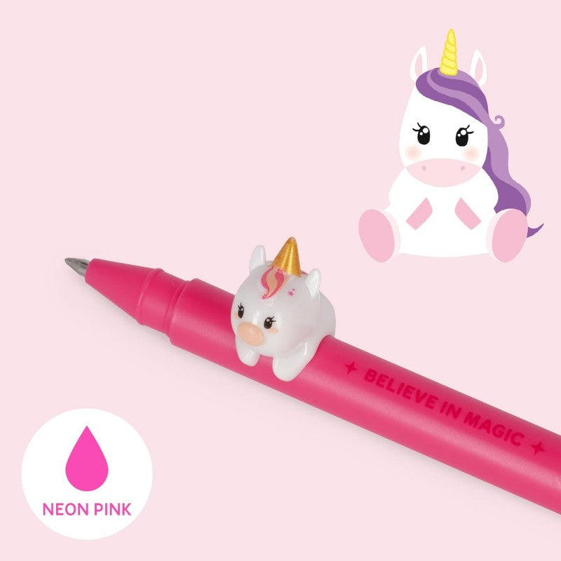 Legami - Penna Gel Con Animaletto Decorativo - Lovely Friends, Inchiostro Rosa, Tema Unicorn