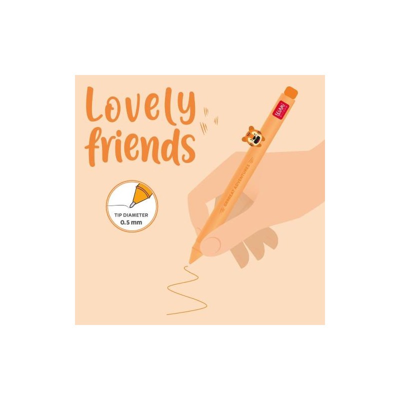 Legami - Penna Gel Con Animaletto Decorativo - Lovely Friends, Tema Tiger