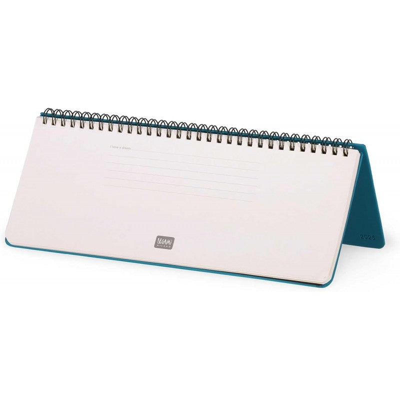 Legami - Planning Da Scrivania 13 Mesi Gennaio 2025-gennaio 2026, Formato Orizzontale, Spiralata, 27.2 X 10.2, Teal Blue
