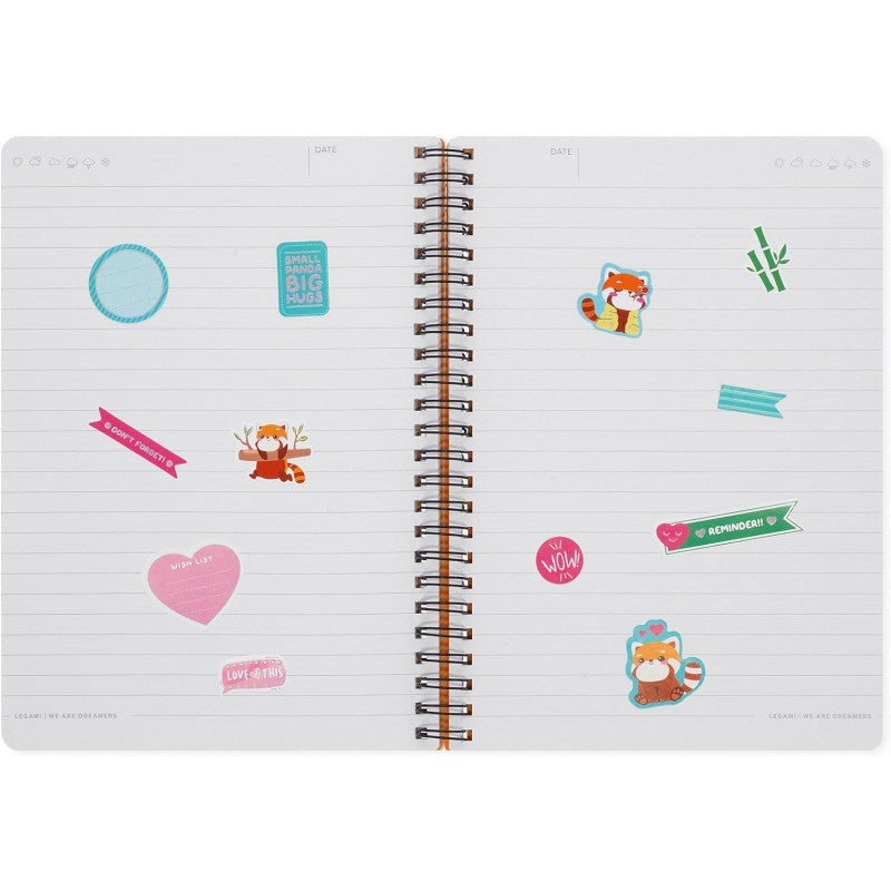 Legami - Quaderno A Righe Con Spirale Large - Formato A5, Spiral Notebook, 15 X 21 Cm, Tema Red Panda