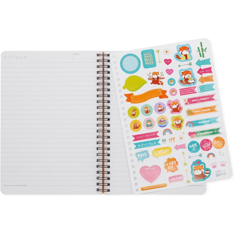 Legami - Quaderno A Righe Con Spirale Large - Formato A5, Spiral Notebook, 15 X 21 Cm, Tema Red Panda