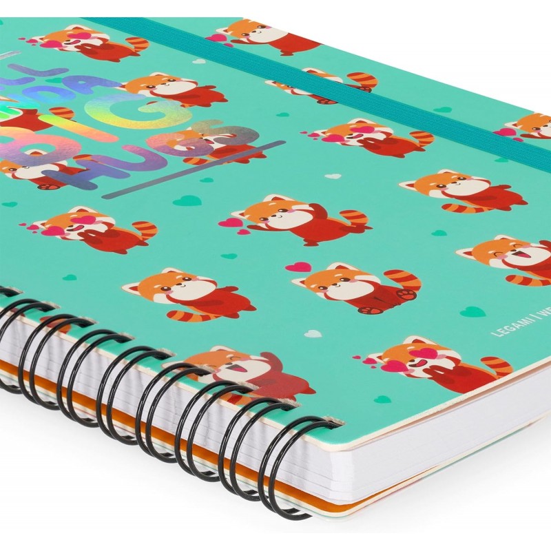 Legami - Quaderno A Righe Con Spirale Large - Formato A5, Spiral Notebook, 15 X 21 Cm, Tema Red Panda