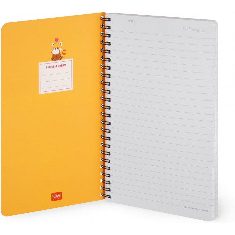 Legami - Quaderno A Righe Con Spirale Large - Formato A5, Spiral Notebook, 15 X 21 Cm, Tema Red Panda