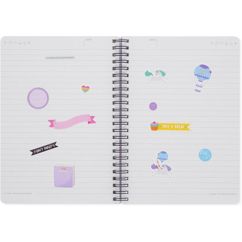 Legami - Quaderno A Righe Con Spirale Large - Formato A5, Spiral Notebook, 15 X 21 Cm, Tema Unicorn